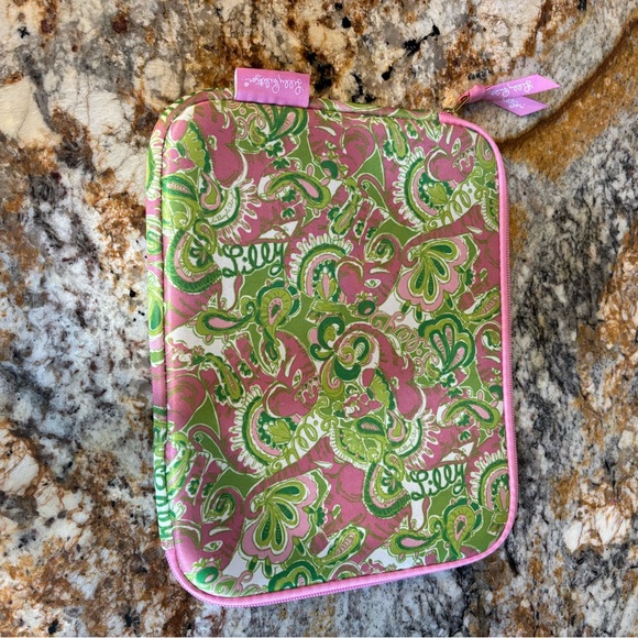 Lilly Pulitzer Pink and Green Paisley IPad Pouch - Picture 4 of 9